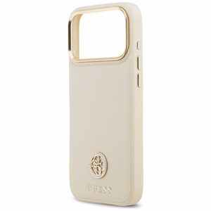 Guess Grained Strass Logo MagSafe -suojakuori iPhone 17 Pro Max - beige