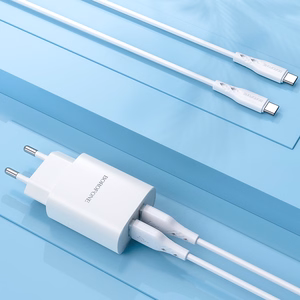 Borofone Seinälaturi BN2 Super - 2xUSB - 2,1A USB-C-kaapelilla valkoinen