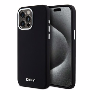 DKNY iPhone 15 Pro Max 6.7" Musta Suojakuori Liquid Silicone Metal Logo MagSafe