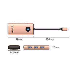 Orico PW11 6in1 USB-C Docking Station 3x USB-A 3.0 1x USB-C PD 100W 1x HDMI 4K 30Hz 1x RJ45 2.5G Ethernet - Rose Gold