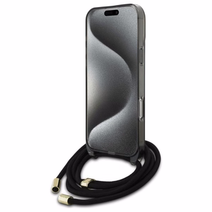 Guess Crossbody Cord Script MagSafe suojakuori iPhone 16 Pro:lle - musta