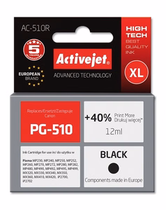Activejet AC-510R – musta mustekasetti, korvaa tuotteen Canon PG-510, 12 ml, Premium