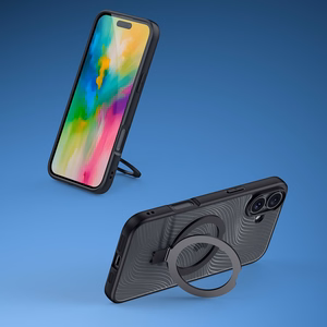 Dux Ducis Aimo Mag kotelo MagSafella ja jalustalla iPhone 16 - musta