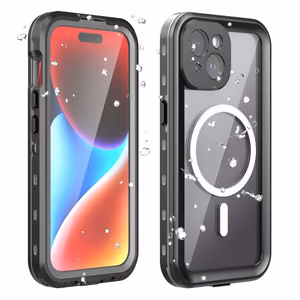 Suojakuori iPhone 15:lle Shellbox DOT vedenpitävä MagSafe-yhteensopiva musta