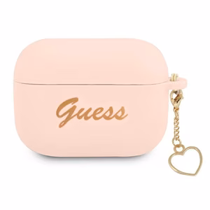 Guess GUAPLSCHSP AirPods Pro suojakuori vaaleanpunainen/vaaleanpunainen Silikoni Charm Sydän kokoelma