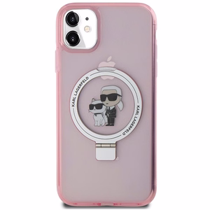 Karl Lagerfeld Ring Stand Karl&Choupette MagSafe case for iPhone 11 / Xr - pink