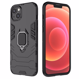 Ring Armor tapauksessa iPhone 14 panssaroitu kansi magneettinen haltija rengas musta