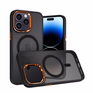 Tel Protect Magnetic Carbon Case for Iphone 13 Pro Black-orange