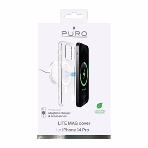 Puro Lite Mag MagSafe Silikoninen Suojakuori iPhone 14 Prolle - läpinäkyvä