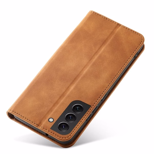 Magnet Fancy Suojakuori Samsung Galaxy S23+:lle lompakkokotelo jalustalla ruskea