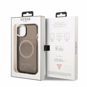 Guess Gold Outline läpinäkyvä MagSafe Suojakuori iPhone 13:lle - musta