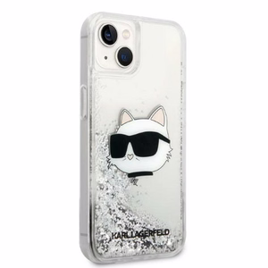Karl Lagerfeld KLHCP14MLNHCCS iPhone 14 Plus 6.7" hopeinen/hopeinen kovakuori Glitter Choupette Head