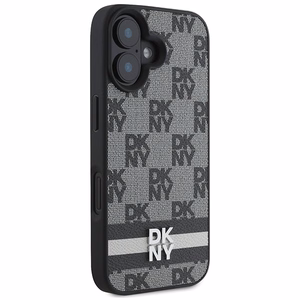 DKNY Checkered Pattern Painetut Raidat iPhone 16:lle Suojakuori - Musta