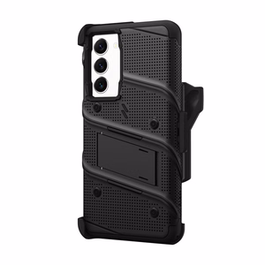 ZIZO BOLT Series armoured-case set for Samsung Galaxy S23+, with 9H screen protector, built-in kickstand and belt-clip holster, black