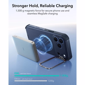 ESR Cyber Tough Kickstand MagSafe suojakuori malleille iPhone 18 Pro Max / 17 Pro Max, tummansininen