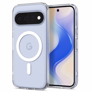 Spigen Ultra Hybrid Mag MagSafe -suojakuori Google Pixel 11 -mallille, läpinäkyvä / valkoinen