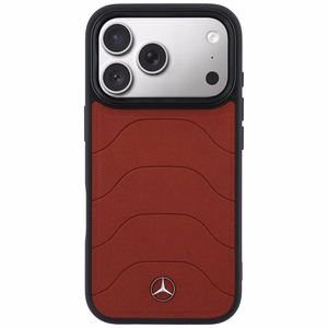 Mercedes Leather Mesh with Bow Line MagSafe -suojakuori iPhone 17 Pro Max -mallille, punainen