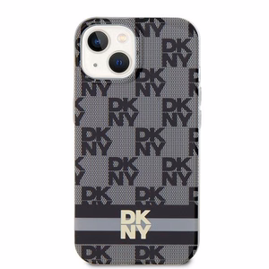 DKNY IML Ruudullinen Mono-kuvio ja Painetut Raidat MagSafe Suojakuori iPhone 15/14/13:lle - musta