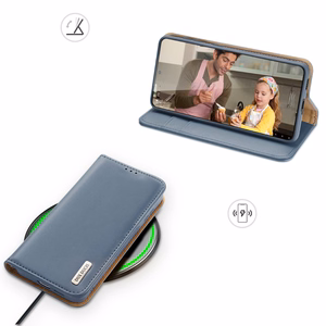Dux Ducis Hivo Nahka Flip Cover Aitoa nahkaa Lompakko korteille ja asiakirjoille Samsung Galaxy S22 + (S22 Plus) Sininen