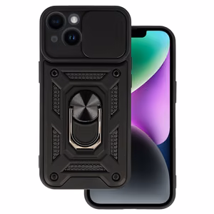 Slide Camera Armor Suojakuori iPhone 14:lle - musta