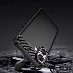 Carbon Case Silikoninen Suojakuori iPhone 16:lle - Musta