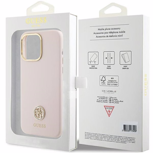 Guess Silicone Logo Strass 4G suojakuori iPhone 15 Pro Max:lle - vaaleanpunainen