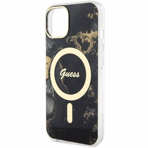 Guess GUHMP14MHTMRSK iPhone 14 Plus 6.7 musta/musta suojakuori Golden Marble MagSafe