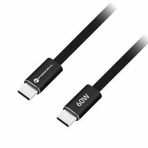 Kaapeli USB-C - USB-C Forcell F-Energy QC4.0 PD 3A 60 W Cafule Flat 1,2 m CCFN23 musta