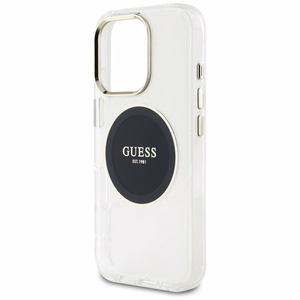 Guess IML Metal Colored Circle Classic Logo MagSafe Suojakuori iPhone 16 Pro:lle - musta