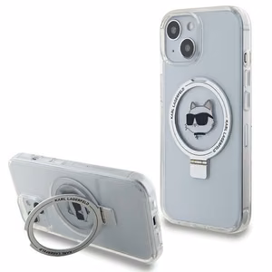 Karl Lagerfeld KLHMP15MHMRSCHH iPhone 15 Plus 6.7 valkoinen/valkoinen kovakuori Ring Stand Choupette Head MagSafe