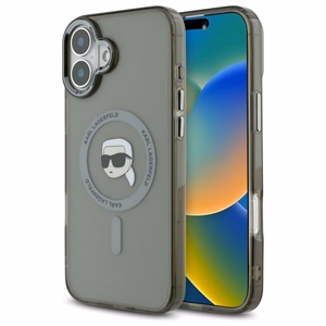 Karl Lagerfeld IML Metal Karl Head MagSafe iPhone 16 Suojakuori - Musta