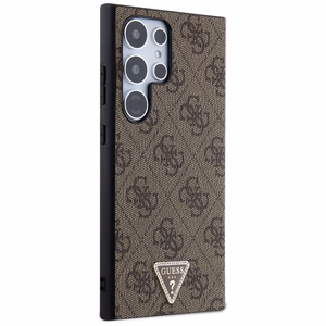 Guess Grip Stand 4G Triangle Strass Suojakuori Samsung Galaxy S24 Ultra:lle - ruskea