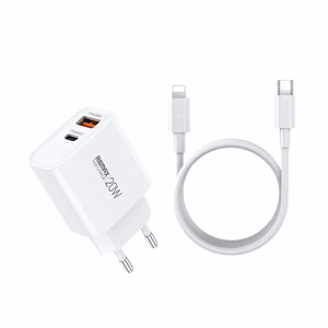 Laturi Remax RP-U120 20W USB-C/USB-A + USB-C – Lightning kaapeli 1.0m valkoinen