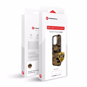 Suojakuori iPhone 16 PRO MAX:lle Forcell F-Protect Levels Dual Layer 4D MagSafe-yhteensopiva Military Drop-Test desert camo