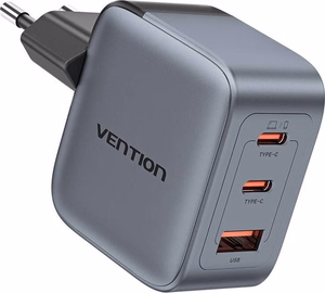 Vention 70W GaN PD Laturi 1x USB-A 2x USB-C BK