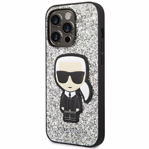 Karl Lagerfeld KLHCP14XGFKPG iPhone 14 Pro Max 6.7 kovakuori hopeinen / hopeinen Glitter Flakes Ikonik