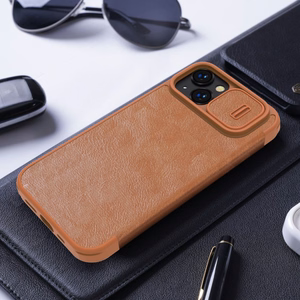 Nillkin Qin Leather Pro Case iPhone 14 Plus Camera Cover Holster Cover Flip Case Black