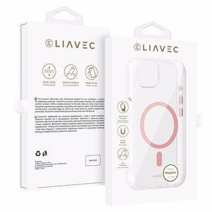 Liavec Glossy Magsafe Clear Case do Iphone 15 różowy