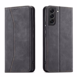 Magneetti Fancy Case Kotelo Samsung Galaxy S22 + (S22 Plus) Kotelo Lompakko Kortinhaltija Musta