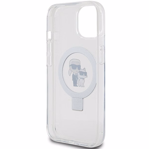 Karl Lagerfeld KLHMP15SHMRSKCH iPhone 15 / 14 / 13 6.1 valkoinen/valkoinen kovakuori Ring Stand Karl&Choupette MagSafe