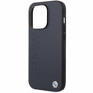 BMW BMHMP14XSLLNA laivastonsininen nahkainen kova suojakuori iPhone 14 Pro Max 6.7 Hot Stamp MagSafe
