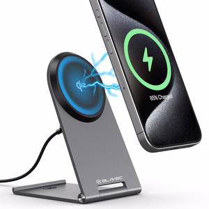 Blavec induktiivinen laturi BQI-01 Qi2 15W magneettinen Magsafe + Raptor kaapeli type C - type C (BQI01-QI2MS) hopeinen