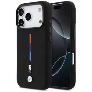 BMW M Silicon Tricolor Line MagSafe Suojakuori iPhone 17 Pro - musta