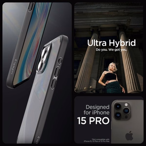 Spigen Ultra Hybrid iPhone 15 Pro Suojakuori - Kirkas Musta