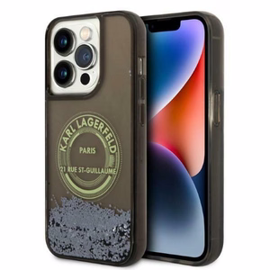 Karl Lagerfeld Liquid Glitter RSG suojakuori iPhone 14 Pro:lle - musta
