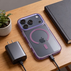 Case for iPhone 17 AIR Frame Clear Hybrid Mag Cover compatible with MagSafe purple