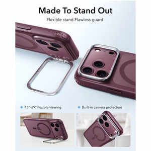 ESR Classic Hybrid Kickstand MagSafe suojakuori malleille iPhone 18 Pro Max / 17 Pro Max, matta tumma kirsikanvärinen