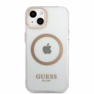 Guess GUHMP13MHTRMD iPhone 13 6.1 "kulta / kulta kova kotelo Metal Outline Magsafe metalli ääriviivat