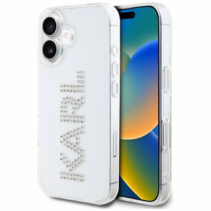 Karl Lagerfeld IML Rhinestones Logo iPhone 16 Suojakuori - Läpinäkyvä