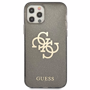 Guess GUHCP12LPCUGL4GBK iPhone 12 Pro Max 6.7" musta/musta kova kotelo Glitter 4G iso logo